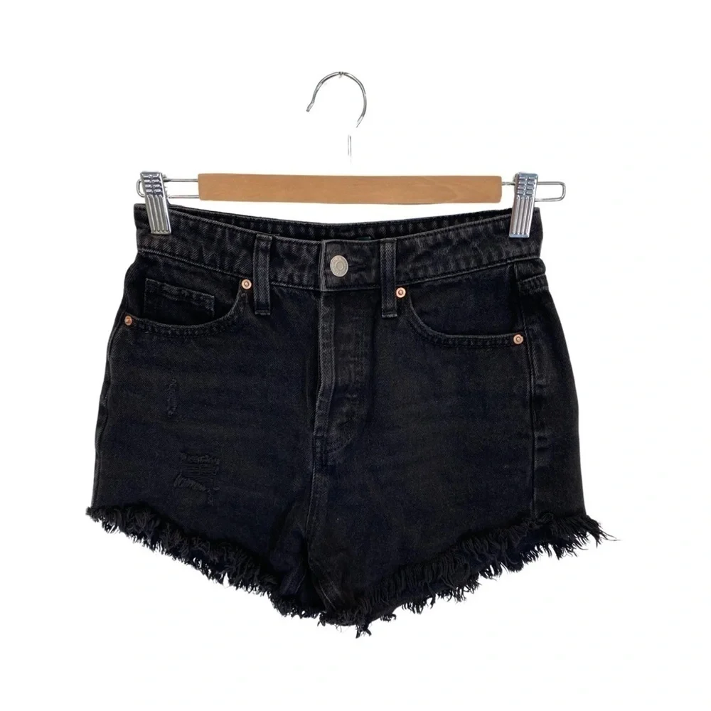 Wild Fable Women's Black Button Fly Frayed Hem Shorts Size 0